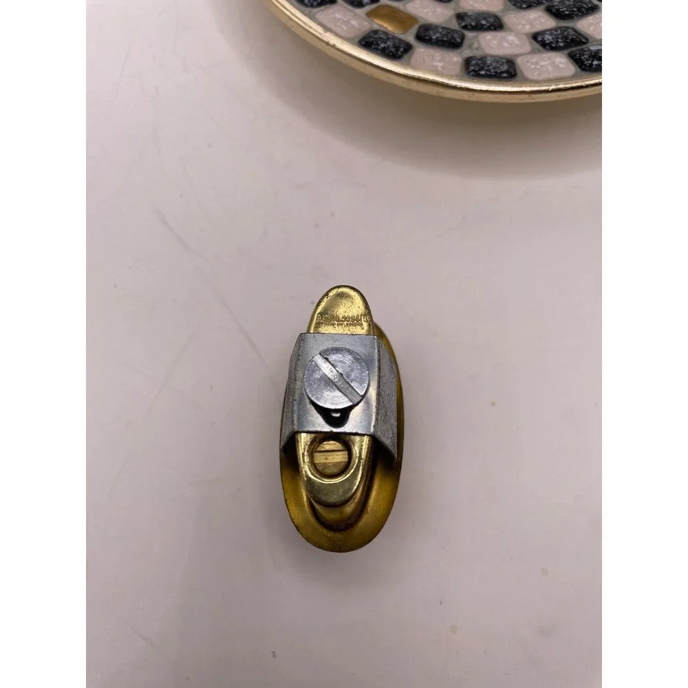 Vtg Mid Century Penguin Japan Mosaic Lighter and Ashtray Set Black‎ White Gold
